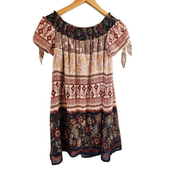 SPEECHLESS Floral Boho Cap Sleeve Runched Collar Blouse Size Small- NWT - Picture 1 of 6